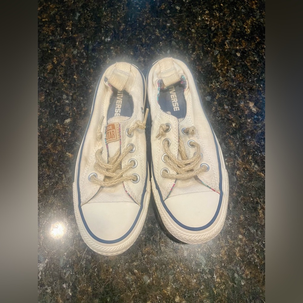 Converse Cream/White Chuck Taylor Shoreline Slip On Sneakers w/ Rope Laces